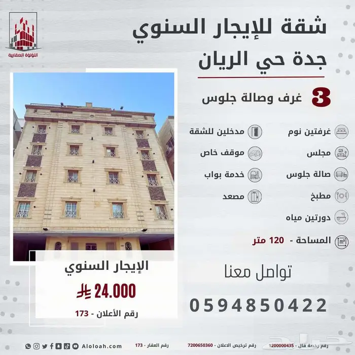 شقة ثلاث غرف وصالة جلوس للايجار 0