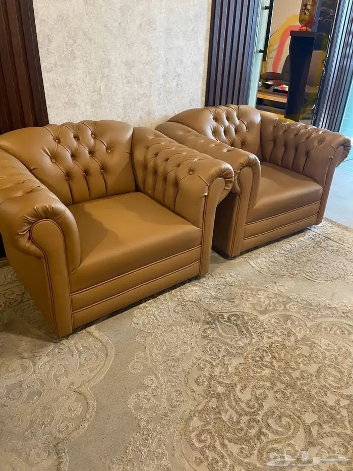 مكتبي كنب جلد و فخم موديلات 4