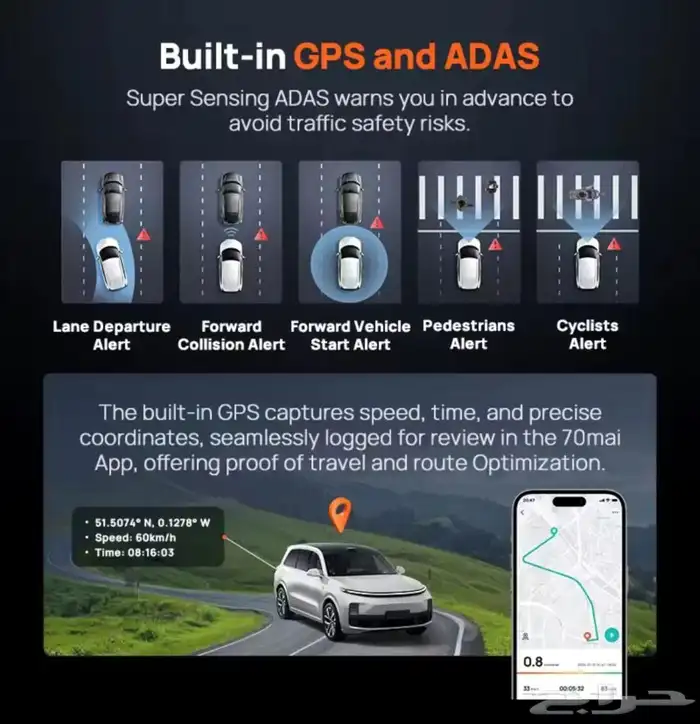 داش كام 360 درجة أمامية وخلفية Omni X800 بدقة 4K من 70mai 3