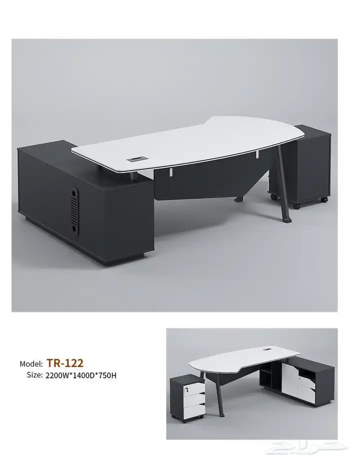 مودرن مكتب فخم ابيض  رمادي طقم بارتيشن اجتماع الاستقبال كنب 1