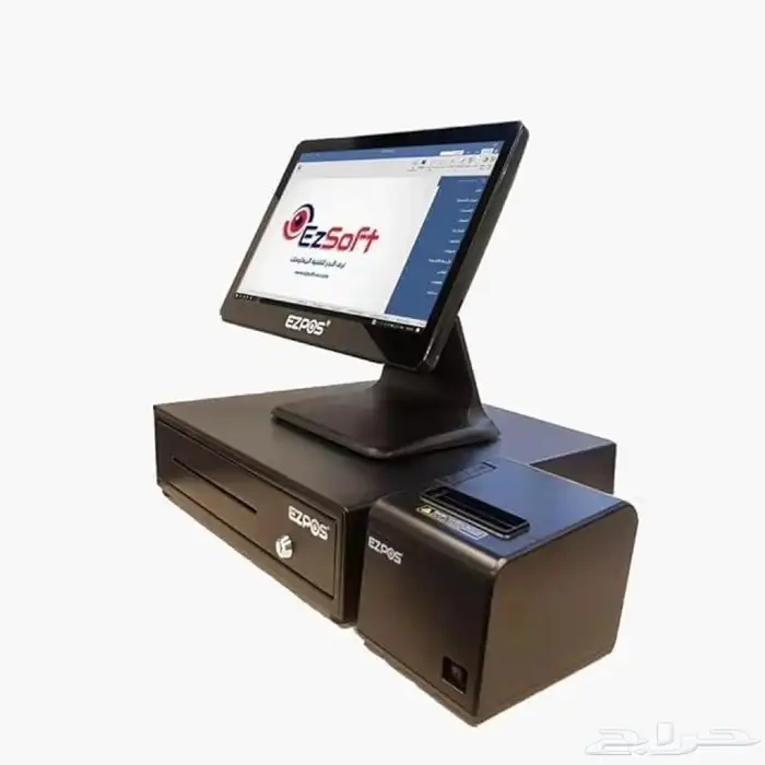 جهاز كاشير باللمس شبهه جديد مع طابعه ودرج نقود ماركه Ezpos 0