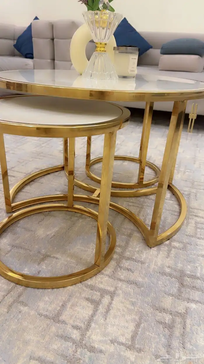 طاوله قهوه رخام وستيل ذهبي 1