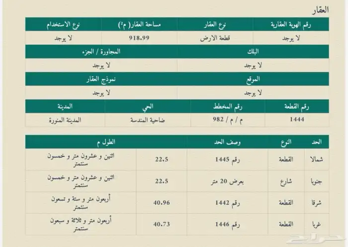 أرض في مخطط المندسة بالمدينة المنورة المربع الذهبي 0