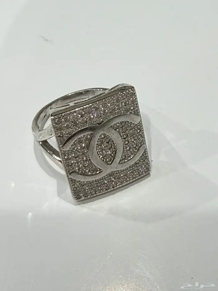 خاتم فضه شانيل CHANEL نسائي راقي عيار 925 مرصع بزركون 2