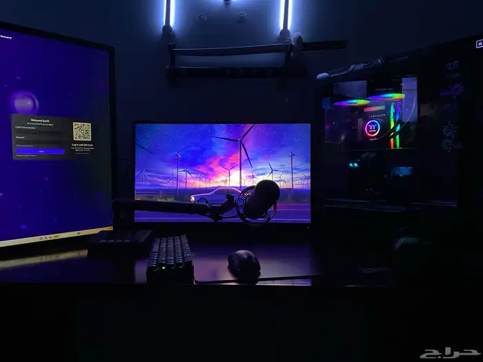 بيسي بي سي pc مع شاشتين وغراضه المكتوبات بل ملحقات 0