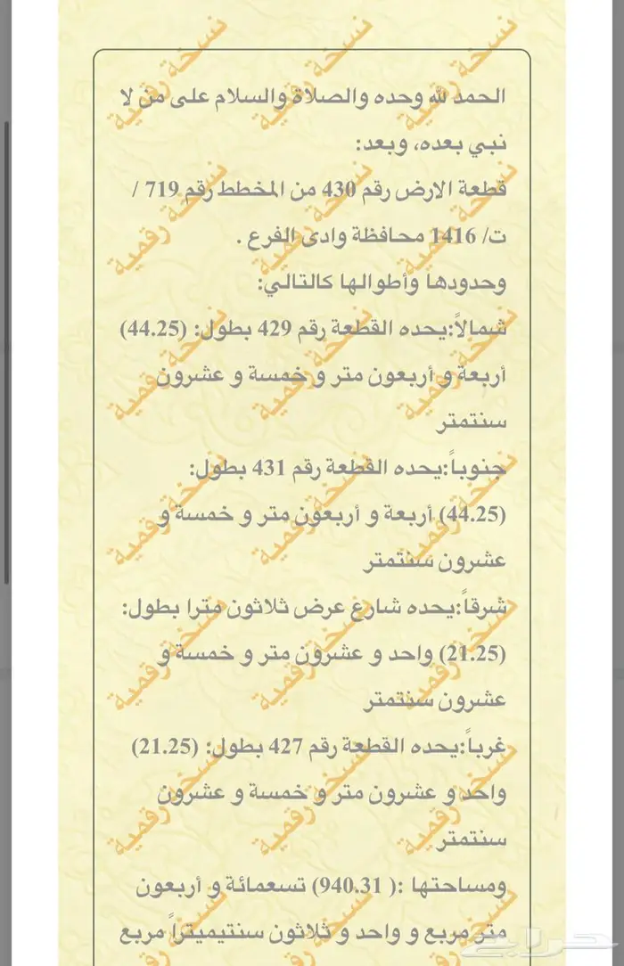 ارض تجارية شرقية مخطط وادي الفرع ملح 1 1