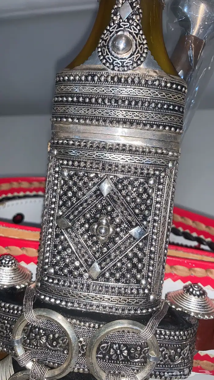 خنجر - قديمية - جنبية ضب فضة قرن طبيعي 3