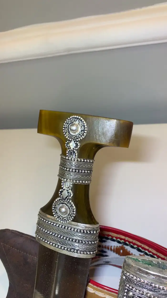 خنجر - قديمية - جنبية صب فضة قرن طبيعي 5