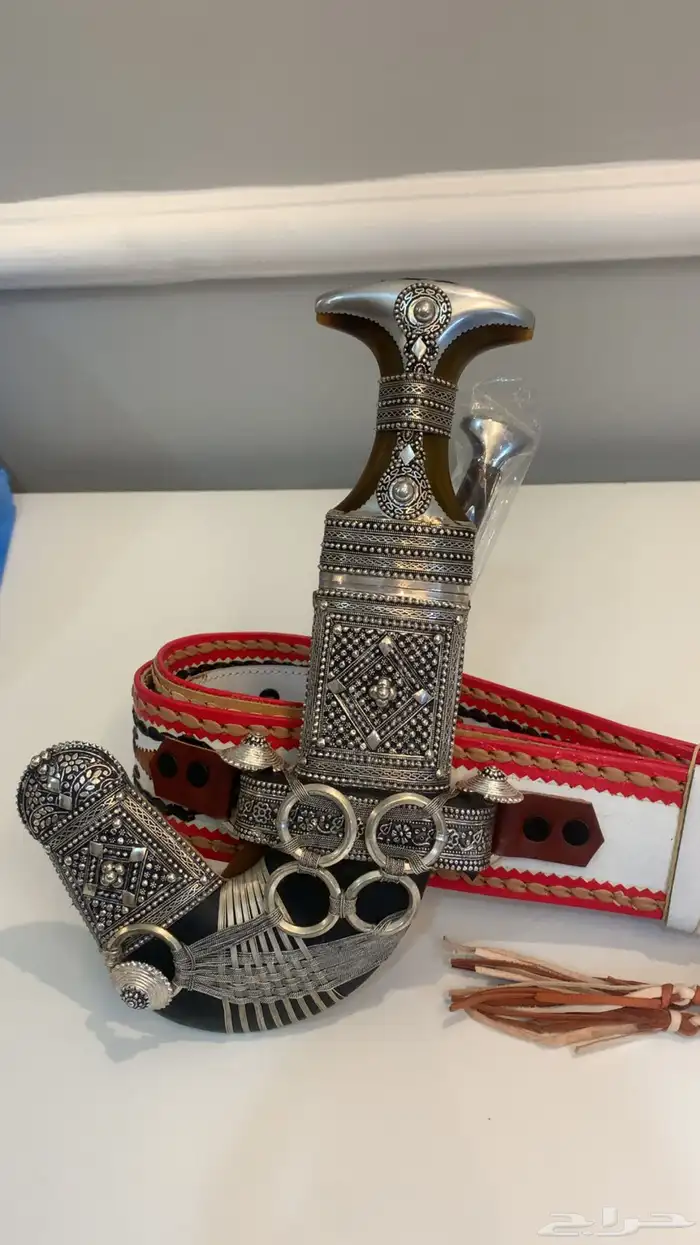 خنجر - قديمية - جنبية ضب فضة قرن طبيعي 4