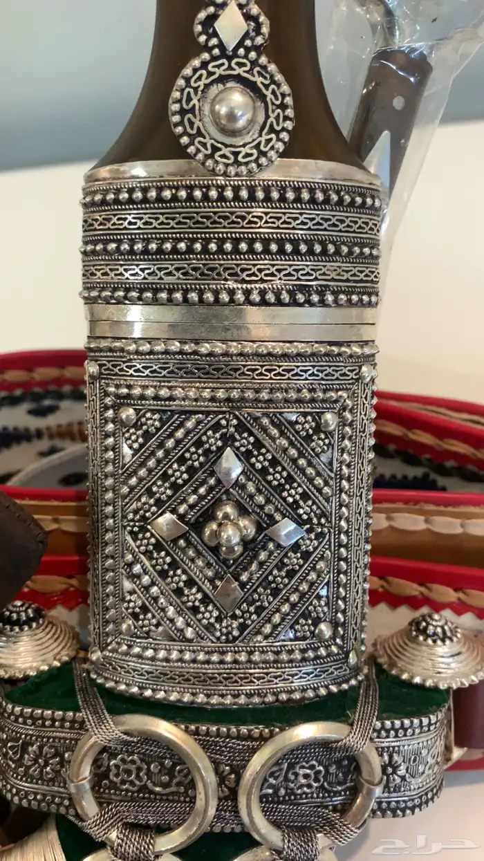 خنجر - قديمية - جنبية صب فضة قرن طبيعي 3