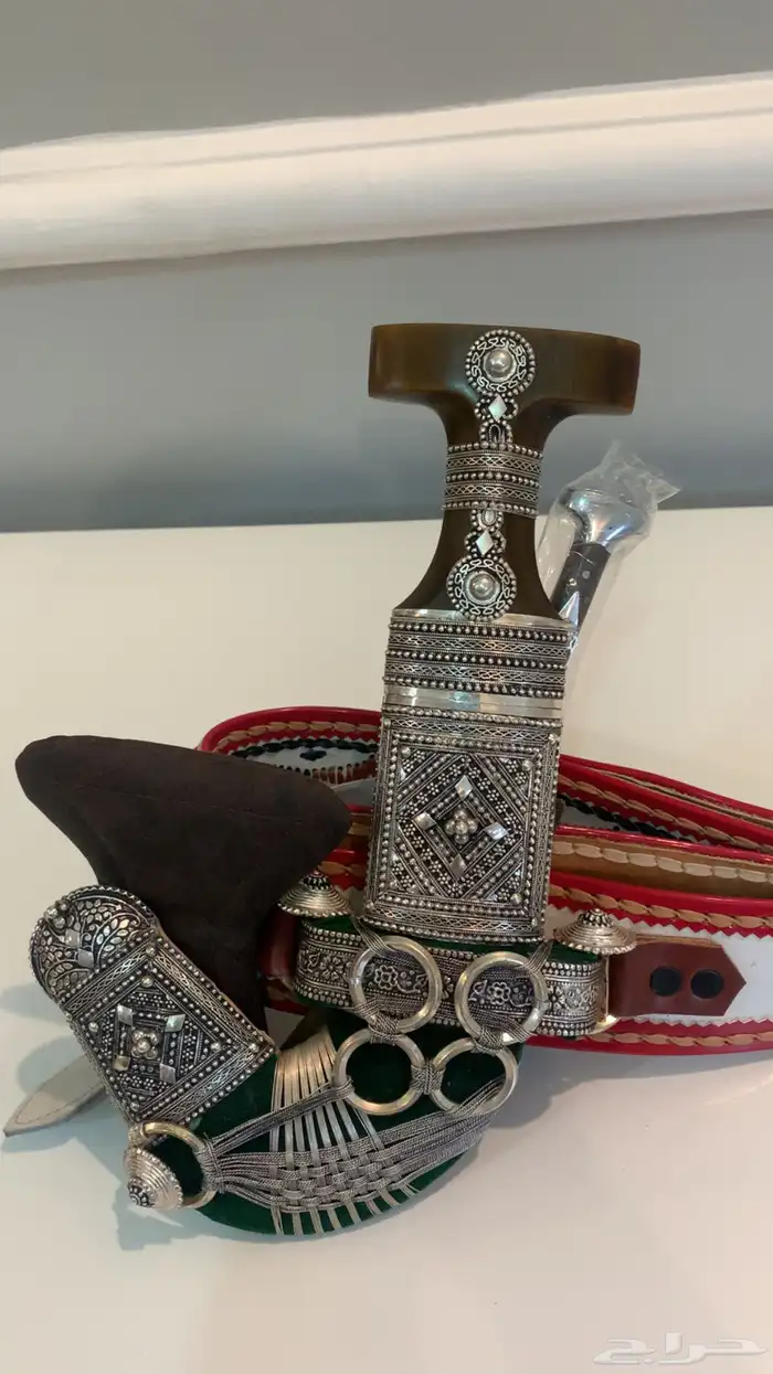 خنجر - قديمية - جنبية صب فضة قرن طبيعي 2