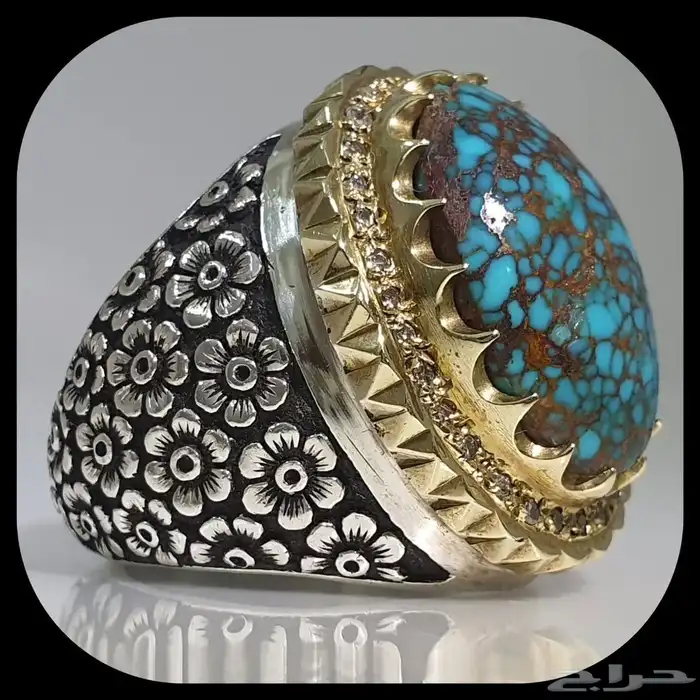 فيروز نيشابوري حسيني اخضر شبكي بعروق ذهبيه 1