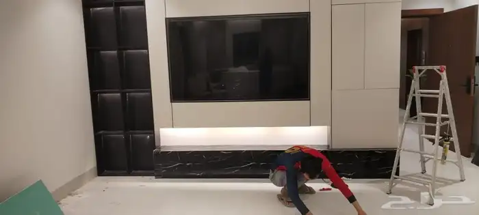 ديكور خلفية شاشه شيبورد تركيب بديل الحجر تنسيق مدخل 1