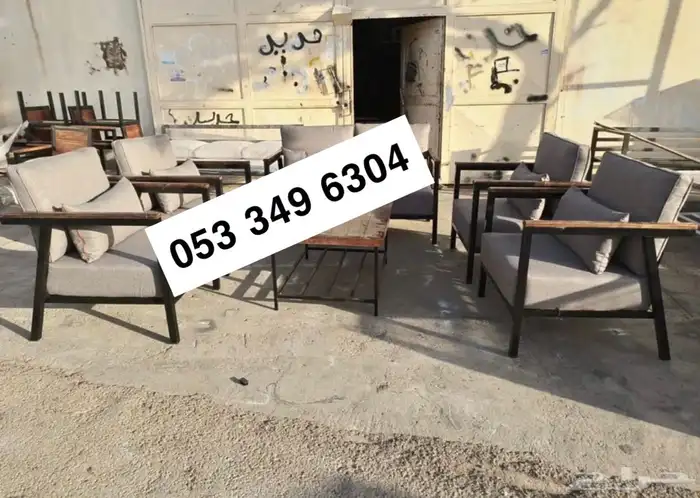 جلسات خارجية جلسة خشب حديد جاهز تفصيل اطقم طقم كامل كراسي 18