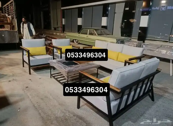 جلسات خارجية جلسة خشب حديد جاهز تفصيل اطقم طقم كامل كراسي 97