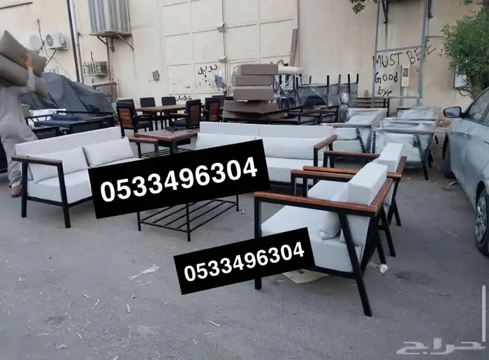 جلسات خارجية جلسة خشب حديد جاهز تفصيل اطقم طقم كامل كراسي 87