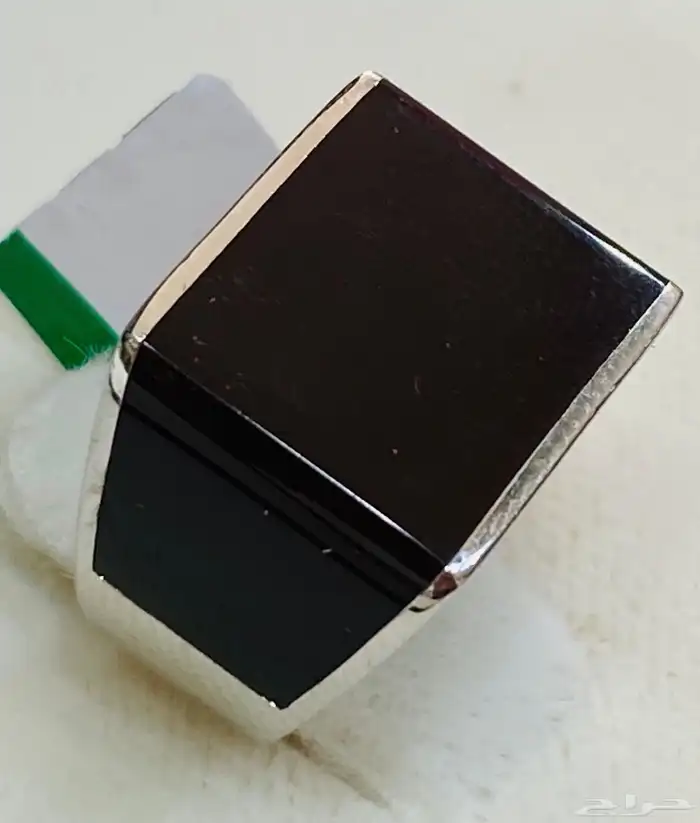 خاتم فضه ملكي مربع عيار 925 لون بني غامق 1