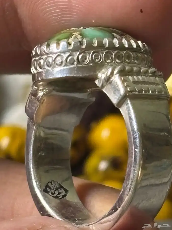 خاتم قطعه مميزه من الفيروز الطبيعي عيار 950 6