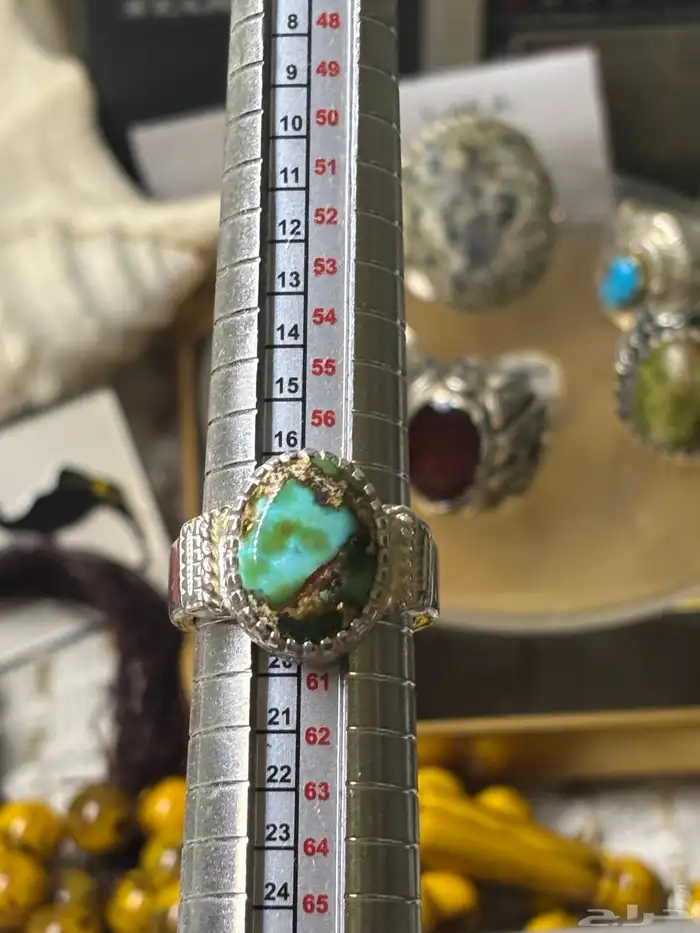 خاتم قطعه مميزه من الفيروز الطبيعي عيار 950 5