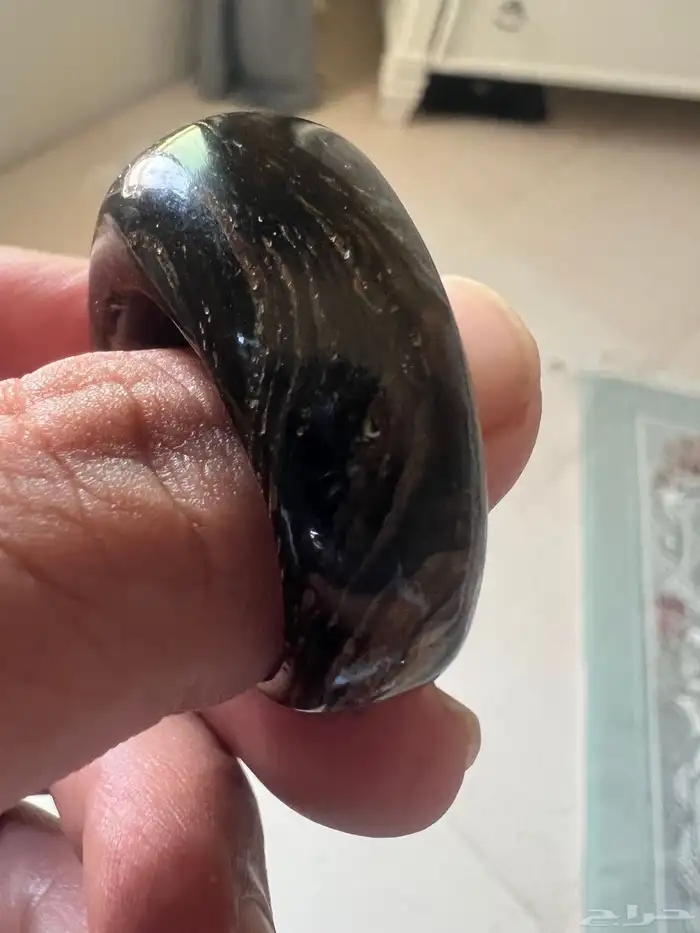 خاتم من اليسر بعروق وتجزيعات ذهبيه 7