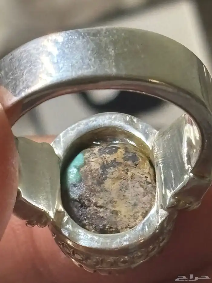خاتم قطعه مميزه من الفيروز الطبيعي عيار 950 7