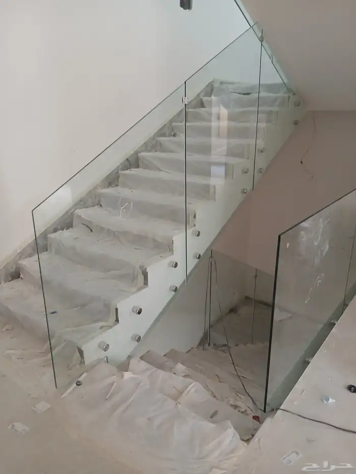 درابزين زجاج سلم سكوريت ترابزين درج السلم درابزين زجاج 12ملي 0