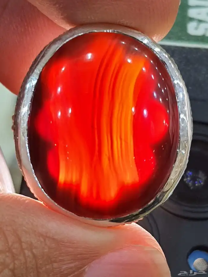 خاتم عقيق يماني كرزي مزعفر 4