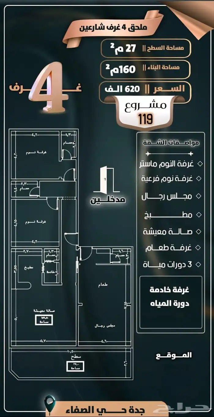 شقق للتمليك والاستثمار في حي الصفا غرفتين وثلاث 2