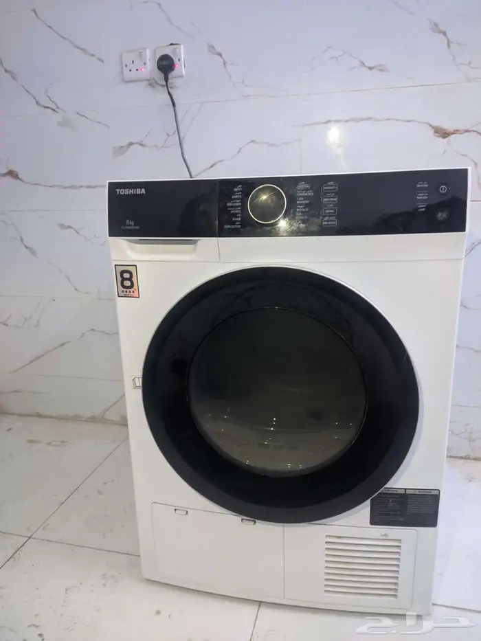 مجفف مع مكثف ملابس توشيبا 8كيلو بحالة الجديد 3