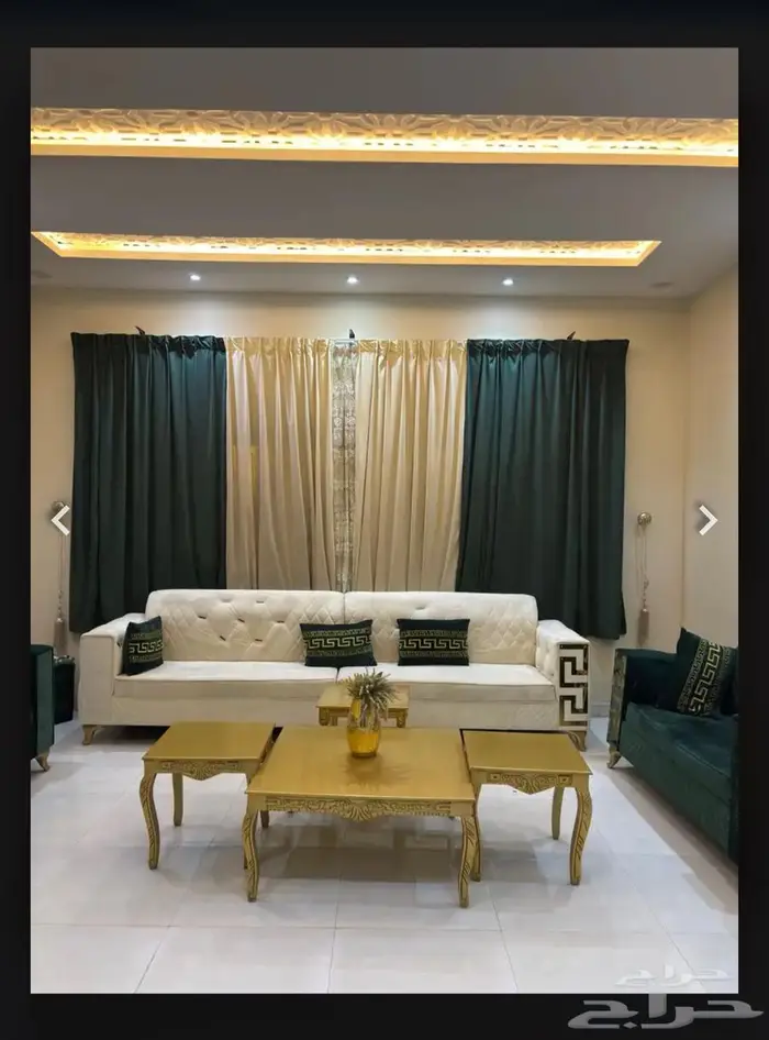 أثاث مجلس للبيع مع الستارة والطاولات الخشب 3