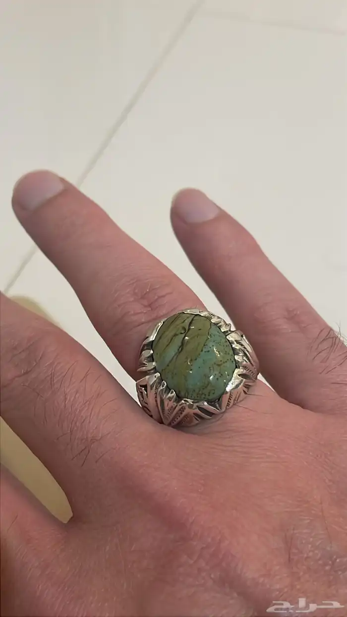 خاتم حجر الدم الطبيعي Blood Stone 1