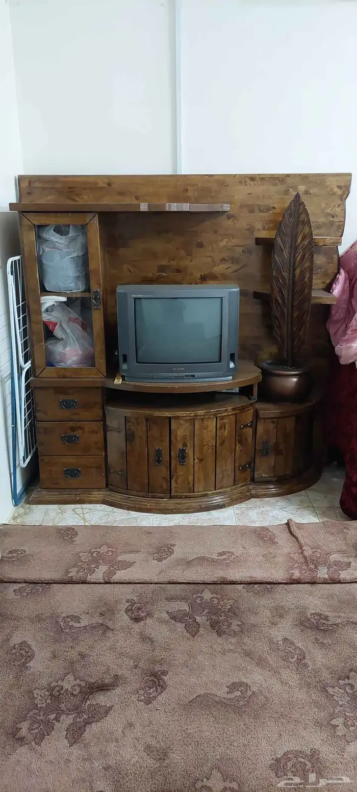 مكتبة تلفزيون خشب عالي الجودة دولاب للعرض و التخزين و ادراج 0