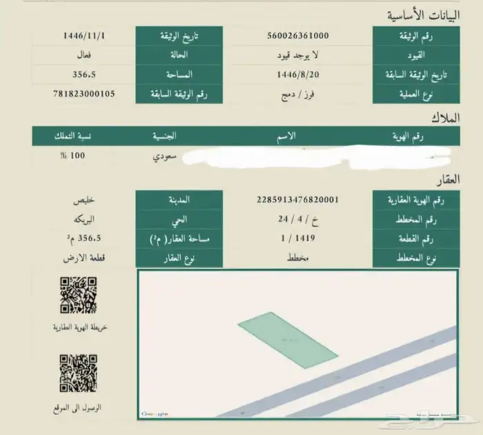 قطعة ارض سكنية في خليص حي البريكة للبيع 0