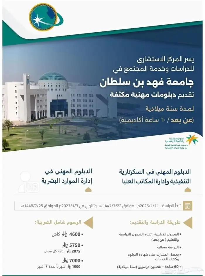 الان جامعة فهد بن سلطان التسجيل متاح 0
