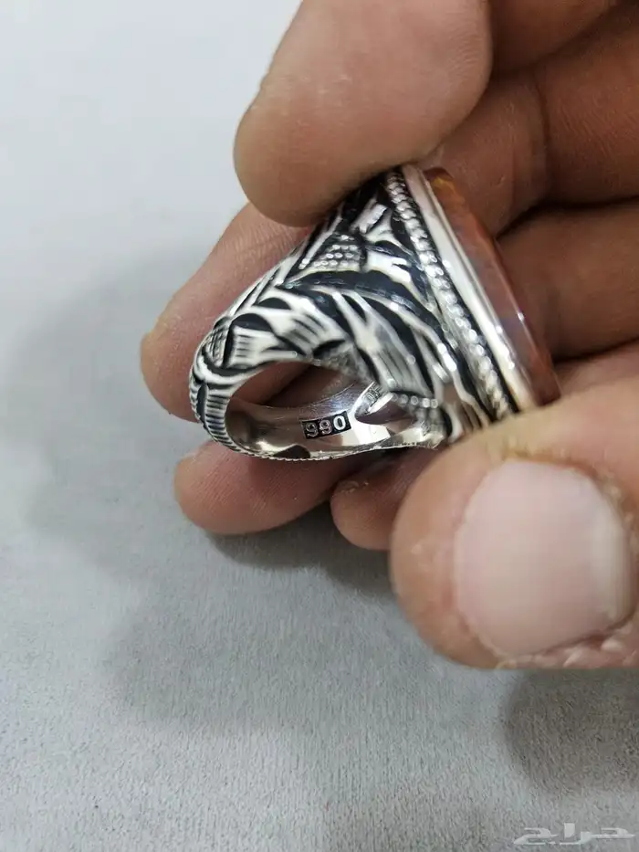 خاتم عقيق بحري يمني 990 4