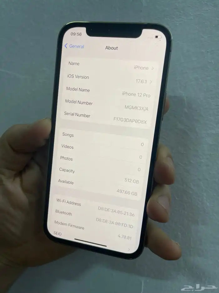 12 برو السعه 512 بطاريه 100 خالي من اي خدوش نهائيااا 3