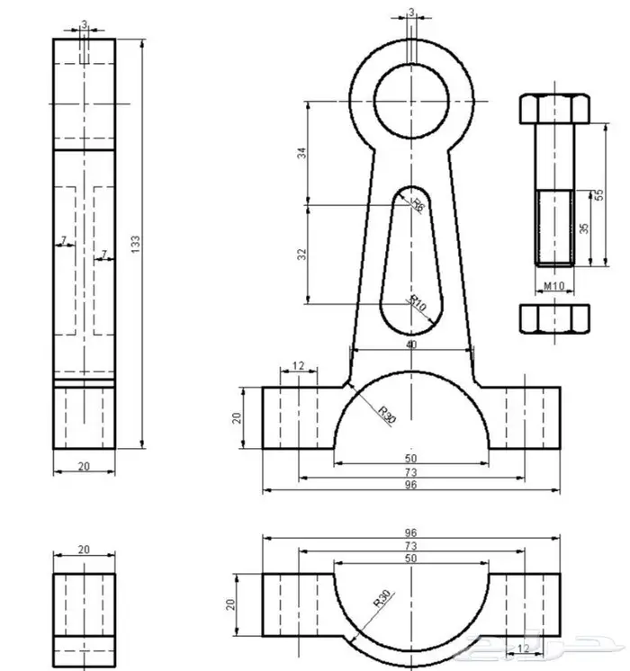 رسم هندسي دراونق لكلية الجبيل والمعهد التقني 0