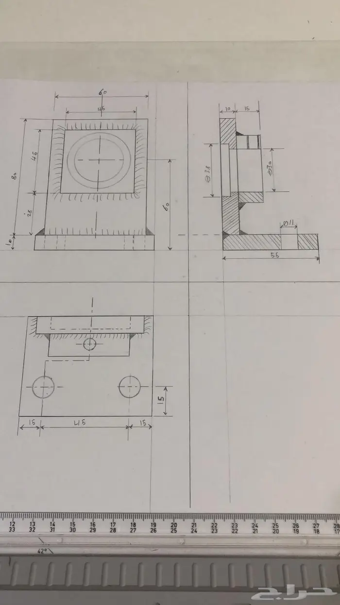 رسم هندسي دراونق لكلية الجبيل والمعهد التقني 8