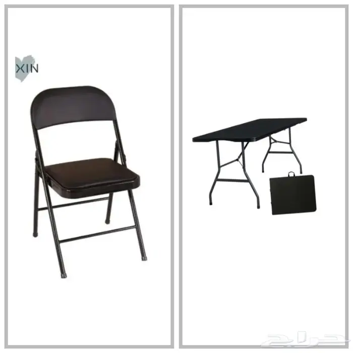 طاولة رحلات مع 4 كراسي جديده لم يتم الاستخدام لون اسود 0