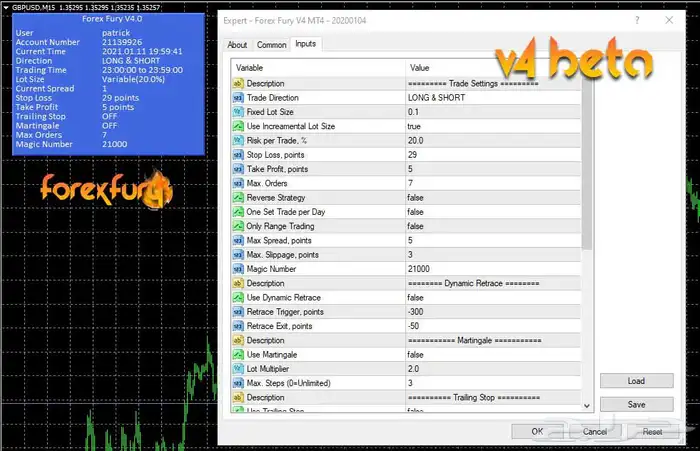 بوت تداول فوركس فيوري Forex Fury ذكاء اصطناعي 1