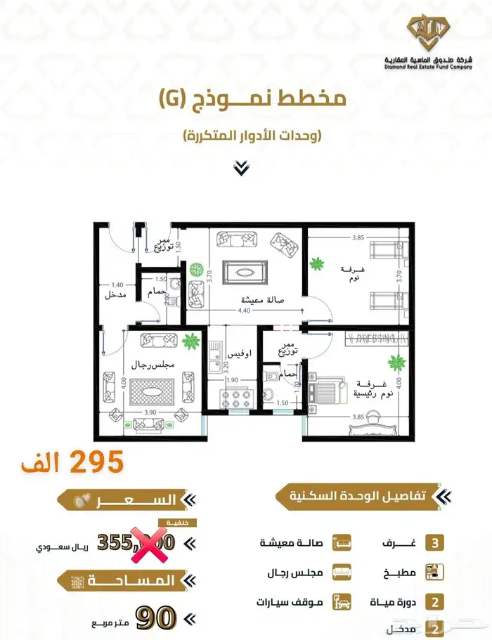 عرض خاص شقق تمليك قيدالإنشاءب295الف قرب كدي والحرم على دفعات 4