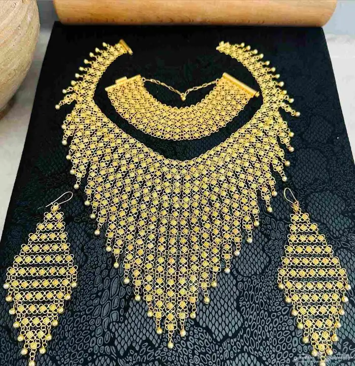طقوم وبناجر وكفوف تصميم تركي من الفضه عيار 925 مطلي ذهب 7