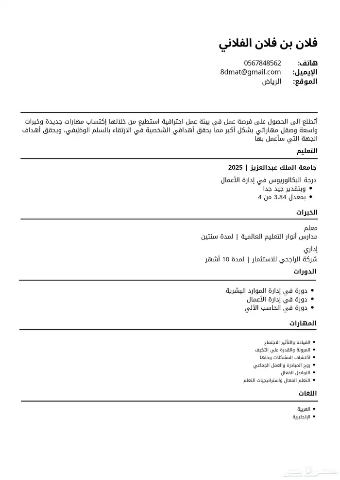 سيرة ذاتية احترافية . 0