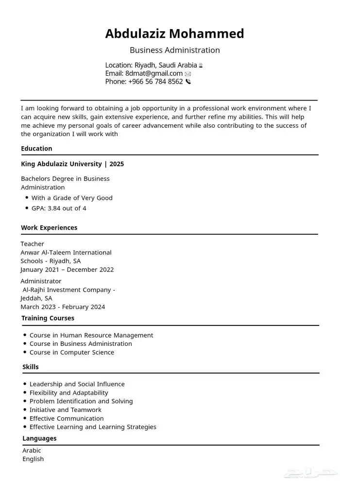 سيرة ذاتية احترافية . 2