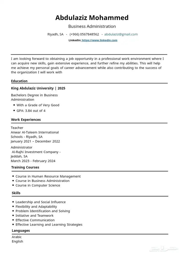 سيرة ذاتية احترافية . 3