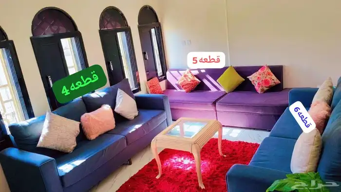 (4قطع كنب ازرق و2قطع كنب وردي ب300) 3