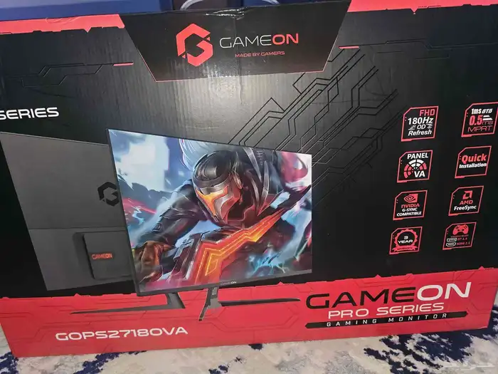 الشاشة قيمنق Full HD 180Hz وضوح جميل وتدعم كروت انفيديا 2