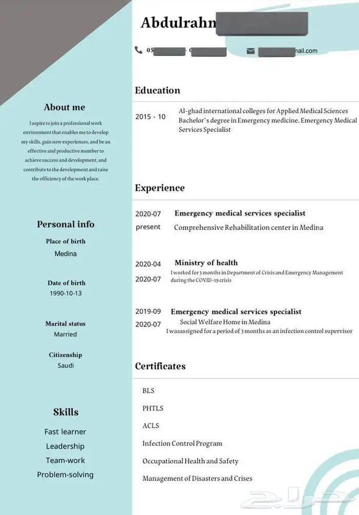 سيرة ذاتية احترافية 6