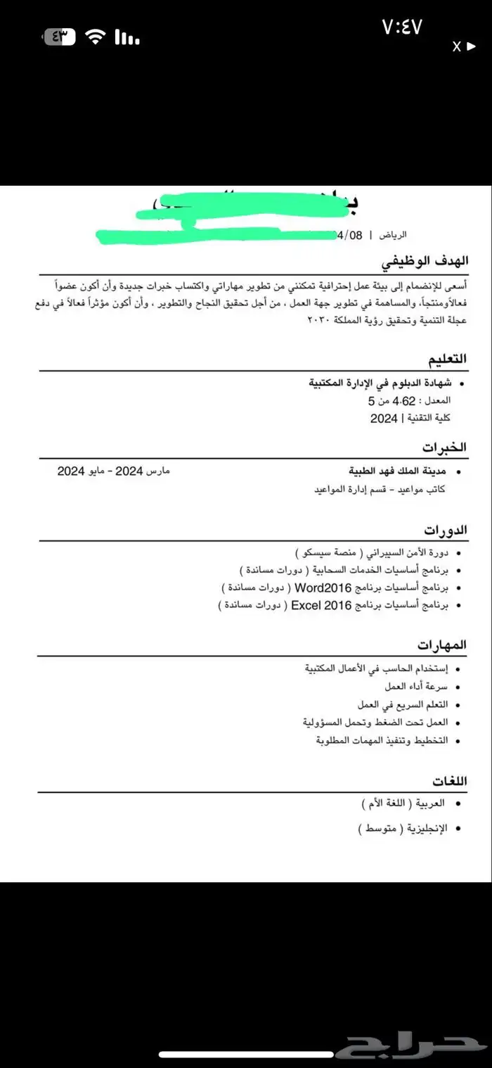 سيرة ذاتية احترافية 27