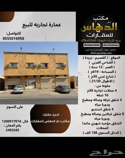 للبيع عمارة تجاريه القصيم - بريده - حي الضاحي الغربي 0